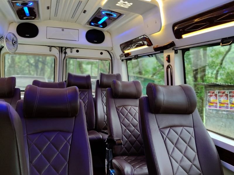 tempo traveller inside view comfortable seats